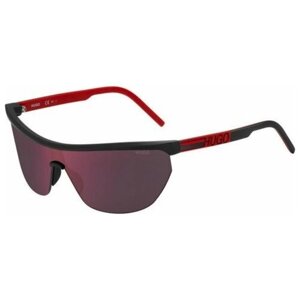 Солнцезащитные очки HUGO, монолинза, оправа: пластик, с защитой от УФ, черный