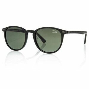 Солнцезащитные очки Jaguar, круглые, оправа: металл, поляризационные, черный