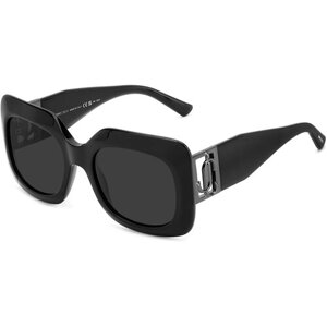 Солнцезащитные очки Jimmy Choo, квадратные, оправа: пластик, с защитой от УФ, для женщин, черный