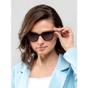 Солнцезащитные очки Калiта, вайфареры, оправа: пластик, ударопрочные, зеркальные, поляризационные, для женщин, коричневый
