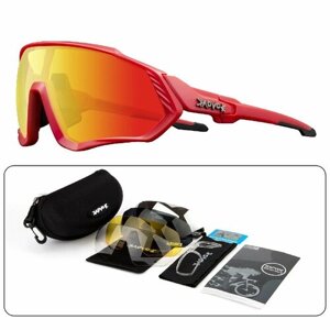 Солнцезащитные очки Kapvoe, сменные линзы, спортивные, поляризационные, красный