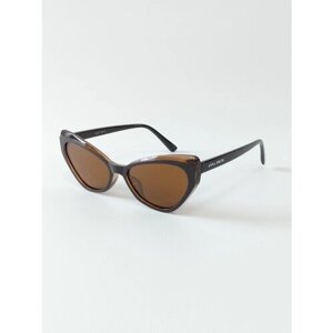 Солнцезащитные очки , кошачий глаз, оправа: пластик, складные, с защитой от УФ, поляризационные, для женщин, коричневый