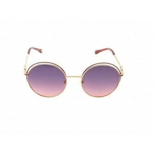 Солнцезащитные очки , круглые, оправа: металл, поляризационные, для женщин, золотой