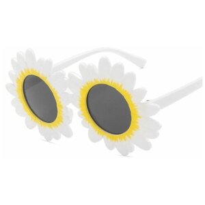 Солнцезащитные очки , круглые, оправа: пластик, для девочек, белый
