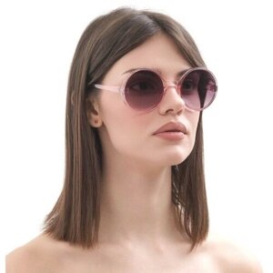 Солнцезащитные очки , круглые, оправа: пластик, с защитой от УФ, для женщин, розовый