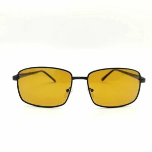 Солнцезащитные очки , квадратные, оправа: металл, поляризационные, с защитой от УФ, черный