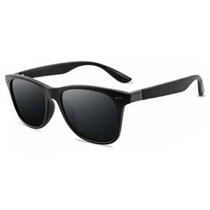 Солнцезащитные очки , квадратные, оправа: пластик, поляризационные, с защитой от УФ, черный