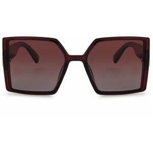 Солнцезащитные очки , квадратные, оправа: пластик, с защитой от УФ, для женщин, коричневый