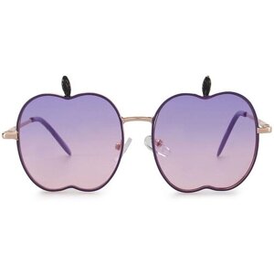 Солнцезащитные очки LeKiKO, круглые, оправа: металл, чехол/футляр в комплекте, для девочек, фиолетовый