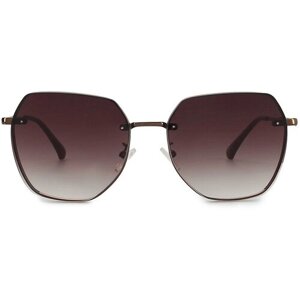 Солнцезащитные очки LeKiKO, квадратные, оправа: металл, градиентные, коричневый