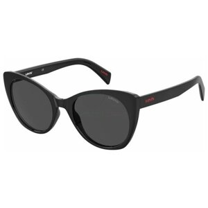 Солнцезащитные очки Levi's, кошачий глаз, оправа: пластик, с защитой от УФ, для женщин, черный