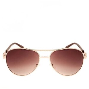 Солнцезащитные очки LEWIS, авиаторы, оправа: металл, градиентные, коричневый