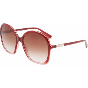 Солнцезащитные очки Longchamp, овальные, оправа: пластик, с защитой от УФ, для женщин, красный