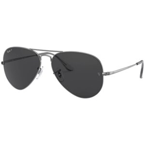 Солнцезащитные очки Luxottica, авиаторы, оправа: металл, поляризационные, с защитой от УФ, серый