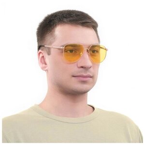 Солнцезащитные очки Мастер К., авиаторы, оправа: металл, поляризационные, для мужчин, золотой