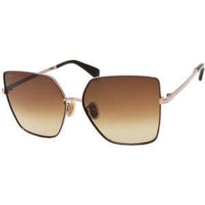 Солнцезащитные очки Max Mara, кошачий глаз, оправа: металл, градиентные, с защитой от УФ, для женщин, коричневый