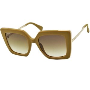 Солнцезащитные очки Max Mara, квадратные, оправа: металл, градиентные, с защитой от УФ, для женщин, желтый
