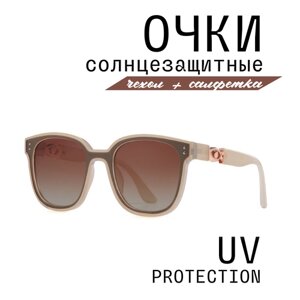 Солнцезащитные очки MI1011-C4, квадратные, оправа: пластик, с защитой от УФ, поляризационные, для женщин, коричневый