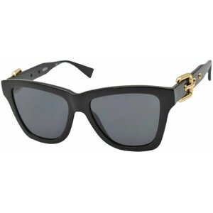 Солнцезащитные очки MOSCHINO, кошачий глаз, оправа: пластик, для женщин, черный