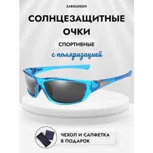 Солнцезащитные очки , овальные, оправа: пластик, спортивные, поляризационные, с защитой от УФ, для мужчин, черный