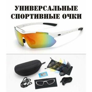 Солнцезащитные очки , овальные, оправа: пластик, тактические, спортивные, сменные линзы, поляризационные, с защитой от УФ, зеркальные, мультиколор