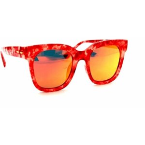 Солнцезащитные очки Polarized, квадратные, оправа: пластик, зеркальные, оранжевый