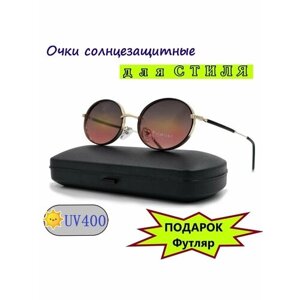 Солнцезащитные очки POLARIZED PZ08901 C5, овальные, оправа: металл, ударопрочные, с защитой от УФ, градиентные, для женщин, золотой