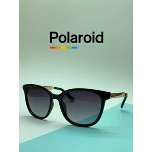 Солнцезащитные очки Polaroid, кошачий глаз, оправа: металл, для женщин, золотой