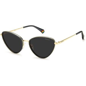 Солнцезащитные очки Polaroid, кошачий глаз, оправа: металл, с защитой от УФ, поляризационные, для женщин, золотой