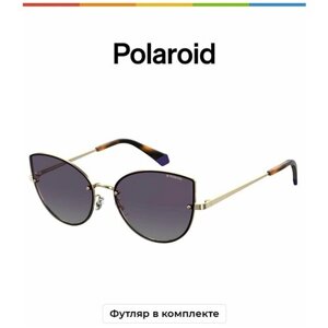 Солнцезащитные очки Polaroid, кошачий глаз, оправа: металл, устойчивые к появлению царапин, поляризационные, для женщин, золотой