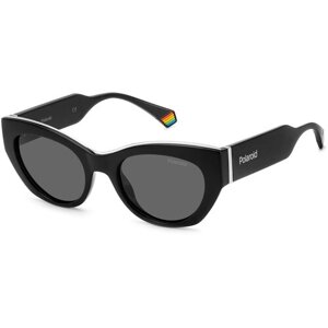 Солнцезащитные очки Polaroid, кошачий глаз, поляризационные, с защитой от УФ, для женщин, черный