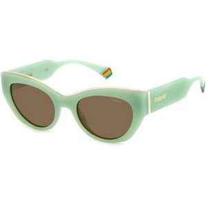 Солнцезащитные очки Polaroid, кошачий глаз, поляризационные, с защитой от УФ, зеленый