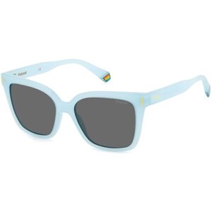 Солнцезащитные очки Polaroid, кошачий глаз, с защитой от УФ, поляризационные, голубой