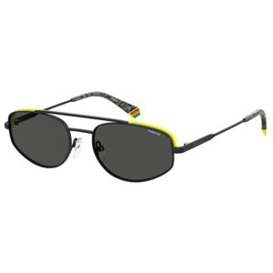 Солнцезащитные очки Polaroid, круглые, оправа: металл, поляризационные, черный