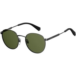 Солнцезащитные очки Polaroid, круглые, оправа: металл, поляризационные, с защитой от УФ, зеленый