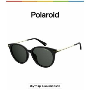 Солнцезащитные очки Polaroid, круглые, поляризационные, устойчивые к появлению царапин, для женщин, черный