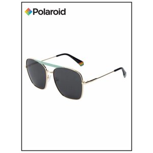 Солнцезащитные очки Polaroid, квадратные, оправа: металл, с защитой от УФ, поляризационные, для мужчин, золотой