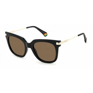 Солнцезащитные очки Polaroid, квадратные, оправа: пластик, для женщин, коричневый