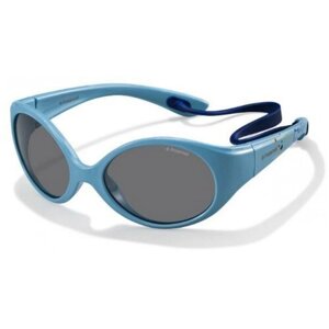 Солнцезащитные очки Polaroid, овальные, оправа: пластик, зеркальные, поляризационные, для мужчин, голубой