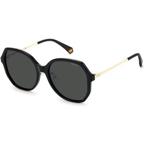 Солнцезащитные очки Polaroid, овальные, с защитой от УФ, поляризационные, золотой