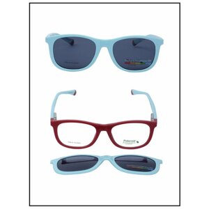 Солнцезащитные очки Polaroid, прямоугольные, оправа: пластик, чехол/футляр в комплекте, поляризационные, со 100% защитой от УФ-лучей, голубой