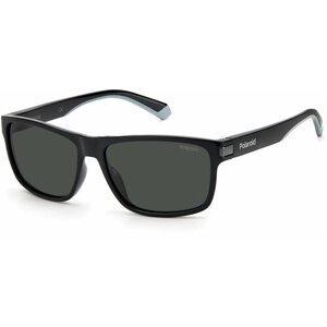 Солнцезащитные очки Polaroid, прямоугольные, оправа: пластик, поляризационные, с защитой от УФ, для мужчин, черный