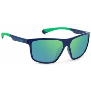 Солнцезащитные очки Polaroid, прямоугольные, поляризационные, с защитой от УФ, зеркальные, для мужчин, синий