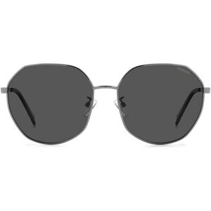 Солнцезащитные очки Polaroid, шестиугольные, оправа: металл, поляризационные, для женщин, серый
