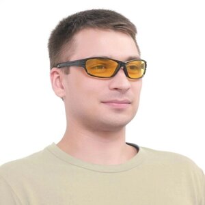 Солнцезащитные очки , прямоугольные, оправа: пластик, поляризационные, для мужчин, черный