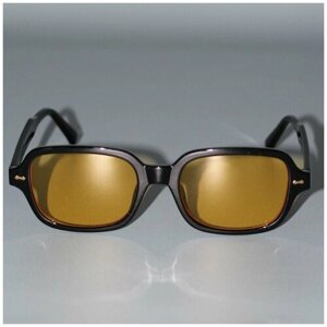 Солнцезащитные очки , прямоугольные, оправа: пластик, с защитой от УФ, желтый