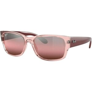 Солнцезащитные очки Ray-Ban, прямоугольные, оправа: пластик, поляризационные, зеркальные, розовый