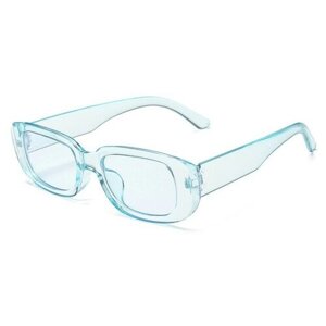 Солнцезащитные очки S00002, прямоугольные, оправа: пластик, с защитой от УФ, поляризационные, зеркальные, голубой