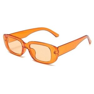 Солнцезащитные очки S00014, прямоугольные, оправа: пластик, с защитой от УФ, поляризационные, зеркальные, оранжевый