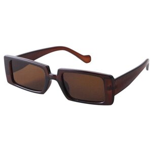 Солнцезащитные очки S00039, прямоугольные, оправа: пластик, с защитой от УФ, поляризационные, зеркальные, коричневый